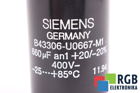 CONDENSATOR B43306-U0667-M1 SIEMENS 660UF, 400VDC CONDENSATOR