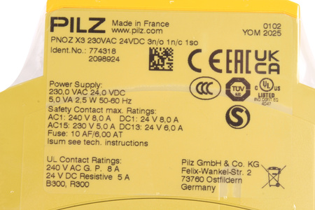 PNOZ X3 230VAC 24VDC 3N/O 1N/C 1SO PILZ 774318 RELEU DE SIGURANȚĂ