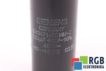 CONDENSATOR B43471-A5167-T SIEMENS 160UF, 450VDC CONDENSATOR