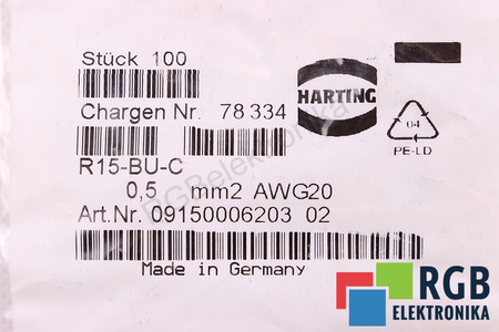 R15-BU-C HARTING 0.5MM2 PIN PRIZĂ