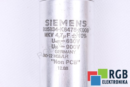 CONDENSATOR B25834-K6475-K009 SIEMENS 4.7UF UN 900V UEFF 640V CONDENSATOR