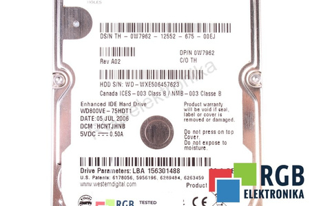 WD800VE-75HDT1 WESTERN DIGITAL WD8--VE WD SCORPIO 80GB ATA-100