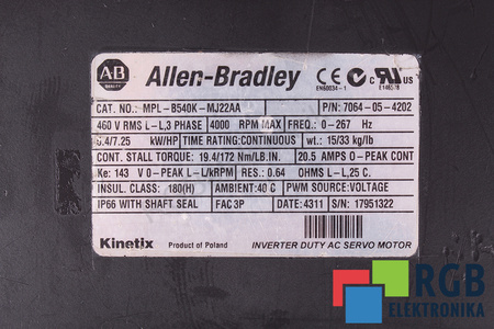 MPL-B540K-MJ22AA ALLEN BRADLEY STATOR