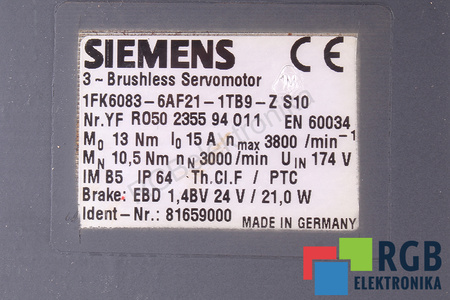 1FK6083-6AF21-1TB9-Z SIEMENS Z:S10 STATOR