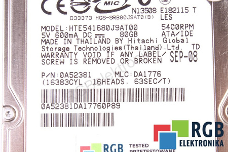 HTE541680J9AT00 HITACHI TRAVELSTAR 80GB