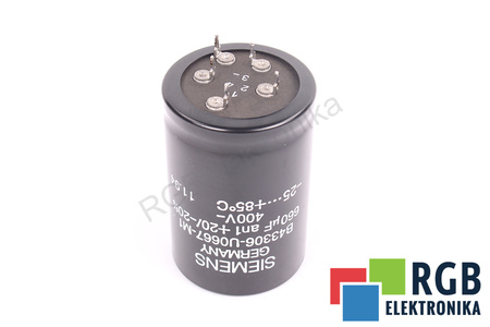 CONDENSATOR B43306-U0667-M1 SIEMENS 660UF, 400VDC CONDENSATOR