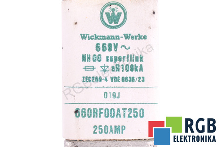 SIGURANŢĂ 660RF00AT250 WICKMANN-WERKE SUPERFLINK NH00 VDE0636/23 660V, 250A SIGURANŢĂ