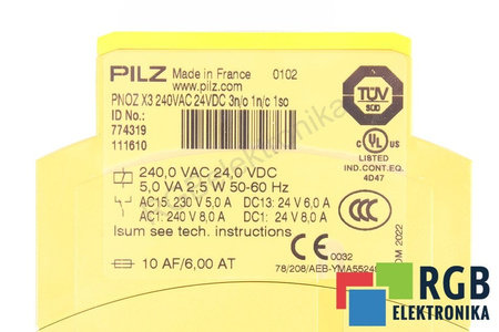 PNOZ X3 240VAC 24VDC 3N/O 1N/C 1SO PILZ 774319 RELEU DE SIGURANȚĂ