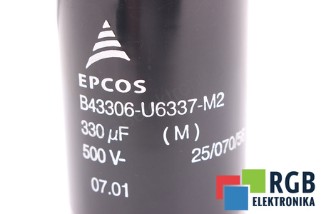 CONDENSATOR B43306-U6337-M2 EPCOS 25/070/56 330UF, 500VDC CONDENSATOR