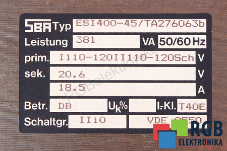 ESI400-45/TA276063B SBA 110-120V, 20.6V TRANSFORMATOR