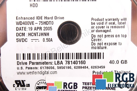 WD400VE-75HDT0 WESTERN DIGITAL WD400 SCORPIO