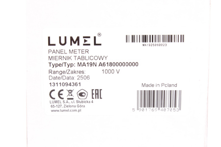 MA19N A61800000000 LUMEL 0-1KV 96X96MM APARAT DE MĂSURĂ DE PANOU