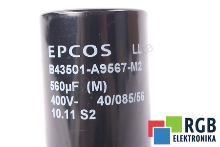 CONDENSATOR B43501-A9567-M2 EPCOS 40/085/56 560UF, 400VDC CONDENSATOR