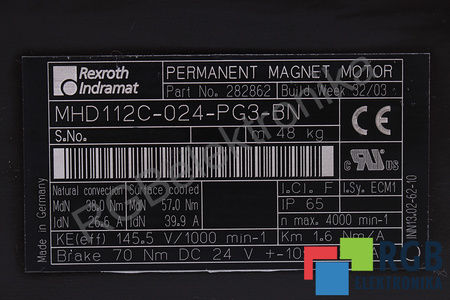 MHD112C-024-PG3-BN INDRAMAT 8661114H09 ROTOR CU FRÂNĂ