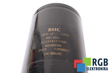 CONDENSATOR ALS31A1171NP BHC COMPONENTS LTD BHC 4500UF, 400V CONDENSATOR