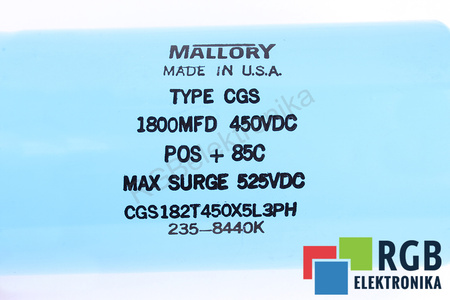 CONDENSATOR 235-8440K MALLORY TYPE CGS MAX525VDC 18000MFD CONDENSATOR