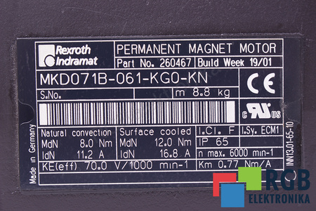 MKD071B-061-KG0-KN REXROTH INDRAMAT LANCE SPATE