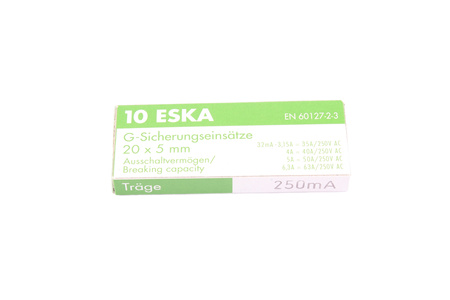 SIGURANȚĂ CU ÎNTÂRZIERE 522.511 ESKA ZKT-0.25A 250V, 0.25A, 5X20MM, 10PCS