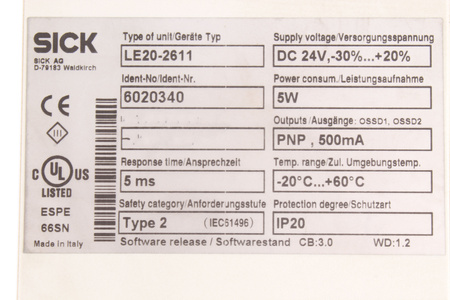LE20-2611 SICK 6020340 RELEU DE SIGURANȚĂ