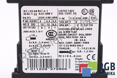3RT1017-1BB41 SIEMENS SIRIUS 22A 690V