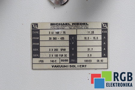 3VI168/75 MICHAEL RIEDEL 360-435V, 200/100V TRANSFORMATOR