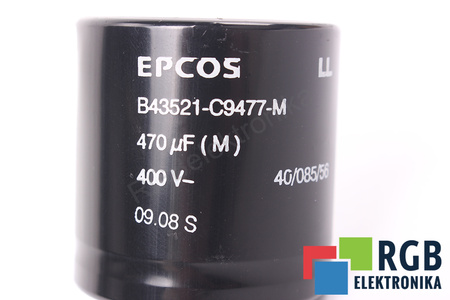 CONDENSATOR B43521-C9477-M EPCOS 40/085/56 470UF, 400VDC CONDENSATOR