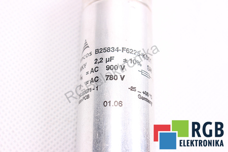 CONDENSATOR B25834-F6225-K001 EPCOS 2.2UF, 900VAC, 780VAC CONDENSATOR