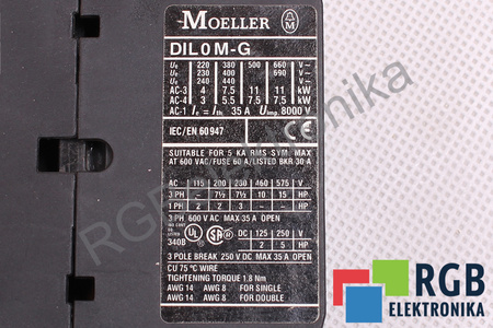 DIL0M-G MOELLER IE=ITH=35A UIMP=8000V COIL 24VDC