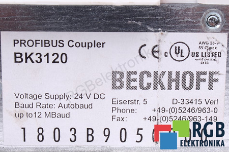 BK3120 BECKHOFF PROFIBUS COUPLER