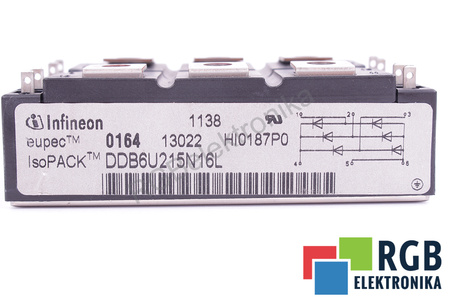 REDRESOR POWER BRIDGE DDB6U215N16L INFINEON ISOPACK 215A, 1600V