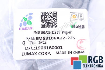 JL04V-6A22-22SE-EB-R EUMAX EMS3106A22-22S PENTRU FANUC SIZE 22, 4PIN ȘTECHER DREPT FĂRĂ PRESĂ DE CABLU