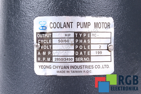 COOLANT PUMP MOTOR YEONG CHYUAN INDUSTRIES TYPE YC 2 POLE