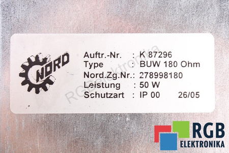 BUW180OHM NORD REZISTENȚA LA FRÂNARE