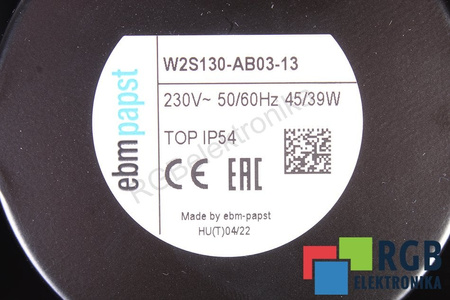 W2S130AB0313 EBM PAPST W2S130-AB03-13 172X150X55MM, 230V, 172MM EVANTAI