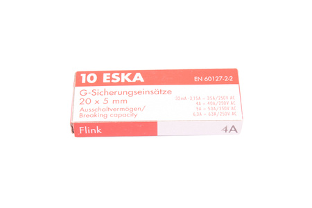 SIGURANȚĂ RAPIDĂ CILINDRICĂ DE STICLĂ 520.623 ESKA ZKS-4A 250V, 4A, 5X20MM, 10PCS