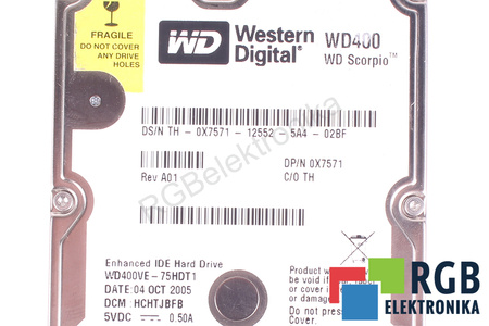 WD400VE-75HDT1 WESTERN DIGITAL WD400 WD SCORPIO 40GB, ATA, 2.5", HDD
