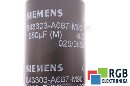 CONDENSATOR B43303-A687-M90 SIEMENS 680UF, 400VDC CONDENSATOR