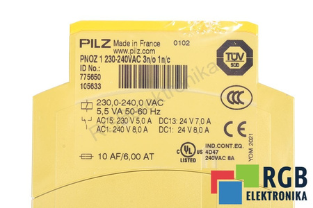 PNOZ 1 230-240VAC 3N/O 1N/C PILZ 775650 RELEU DE SIGURANȚĂ