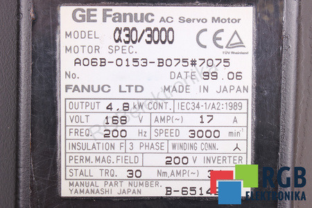 A06B-0153-B075#7075 FANUC A30/3000 ROTOR