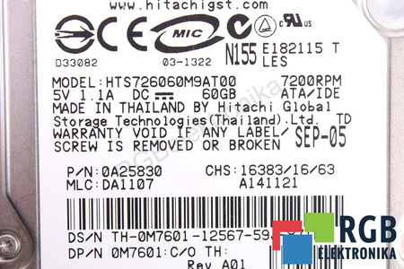 HTS726060M9AT00 HITACHI TRAVELSTAR 60GB