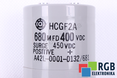 CONDENSATOR A42L-0001-0132/681 HITACHI HCGF2A 680UF, 400VDC CONDENSATOR