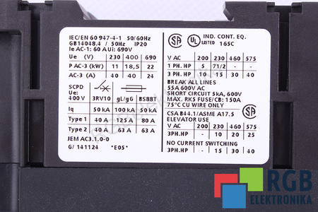 3RT1035-1AP00 SIEMENS SIRIUS 230VAC IE=60A 690V 22KW 24A CONTACTOARE