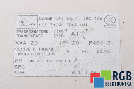 ATT CE S.R.L. 380/415/440/460V TRANSFORMATOR