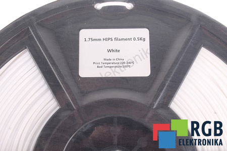 1,75MM HIPS FILAMENT 0.5KG WHITE FLASHFORGE DIMENSIUNEA EXTERIOARĂ A BOBINEI 180MM, DIMENSIUNEA INTERIOARĂ A BOBINEI 50MM, LĂȚIMEA BOBINEI 45MM