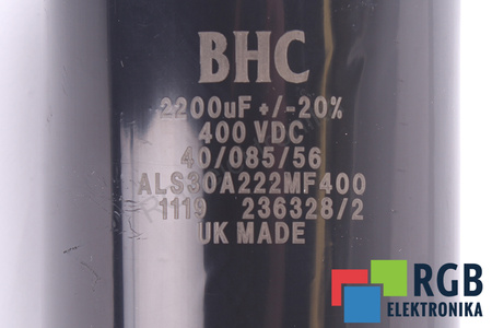 CONDENSATOR ALS30A222MF400 BHC COMPONENTS LTD 2200UF, 400V