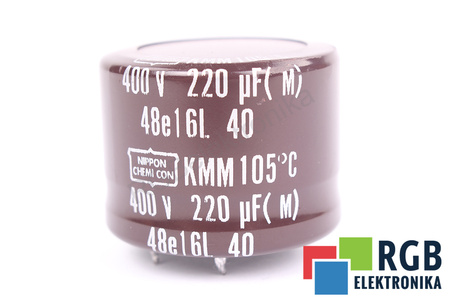 CONDENSATOR 48E16L NIPPON 220UF, 400VDC, KMM105