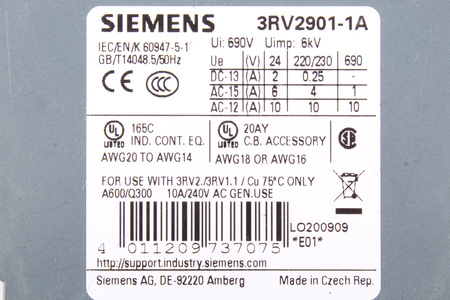 3RV2901-1A SIEMENS CONTACT AUXILIAR