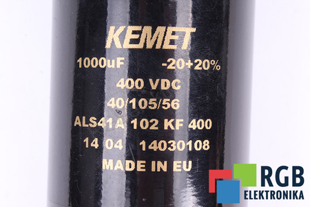 CONDENSATOR ALS41A KEMET 1000UF, 400VDC CONDENSATOR
