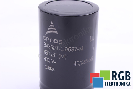 CONDENSATOR B43521-C9687-M EPCOS 40/085/56 680UF, 400VDC CONDENSATOR