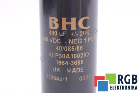 CONDENSATOR ALP30A1002XX BHC COMPONENTS LTD 680UF, 400VDC CONDENSATOR